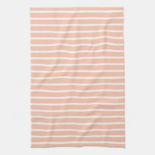 Peach and White Stripes Kitchen Towel