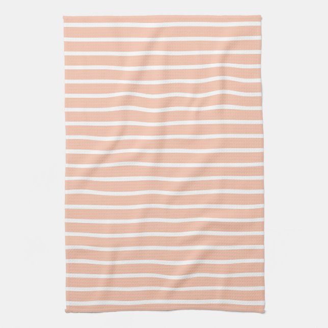 Peach and White Stripes Kitchen Towel (Vertical)