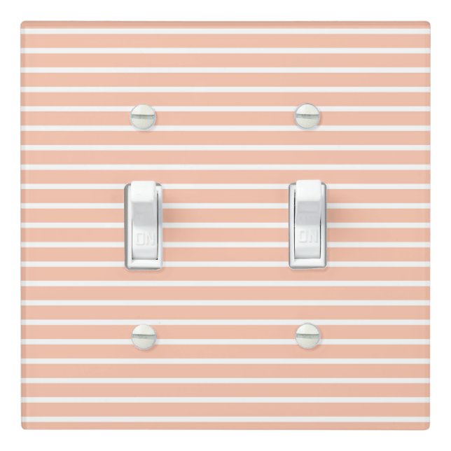 Peach and White Stripes Light Switch Cover (In Situ)