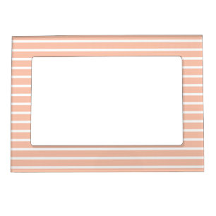 Peach and White Stripes Magnetic Frame