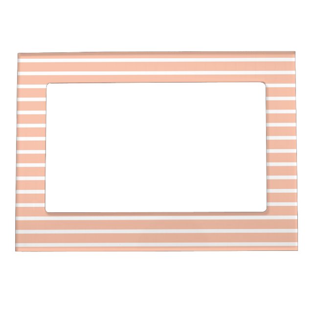 Peach and White Stripes Magnetic Frame (Front)