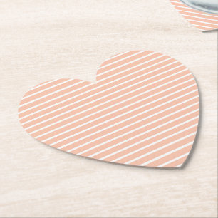 Peach and White Stripes Paper Coaster