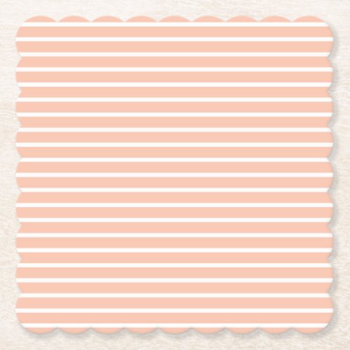 Peach and White Stripes Paper Coaster