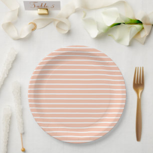 Peach and White Stripes Paper Plates