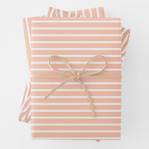 Peach and White Stripes Wrapping Paper Sheets
