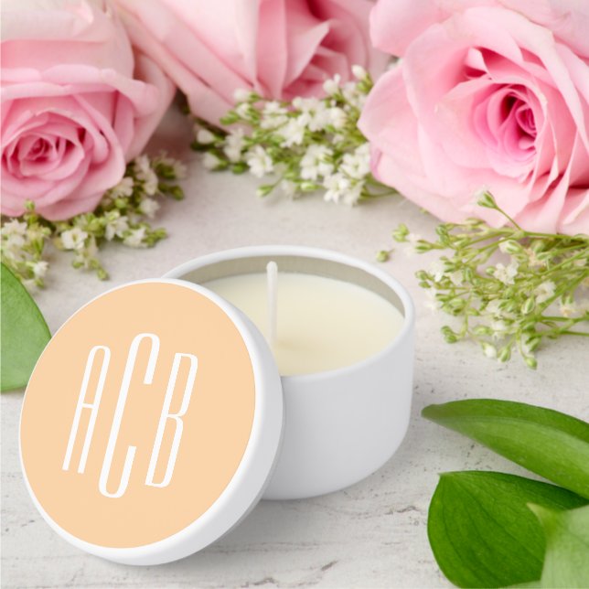 Peach and White Three Letter Monogram Mini Candle Favors (Insitu (Wedding))