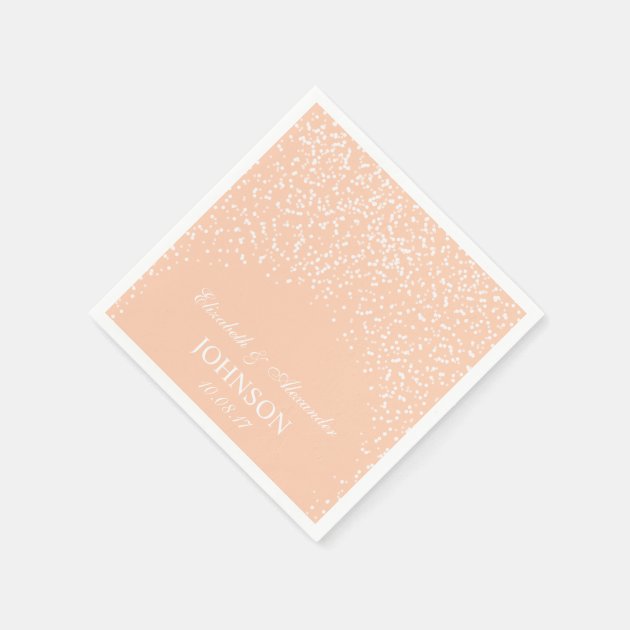 Peach And White Wedding Confetti Pattern Napkin