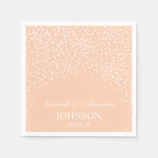 Peach and White Wedding Confetti Pattern Napkins (Front)