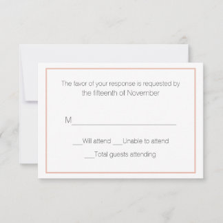 Peach and White Wedding Response Card