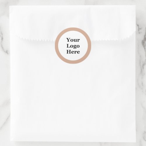 Peach and White Your Logo Here Template Classic Round Sticker
