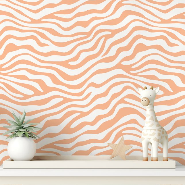 Peach and White Zebra Stripe Wallpaper (Creator Uploaded)