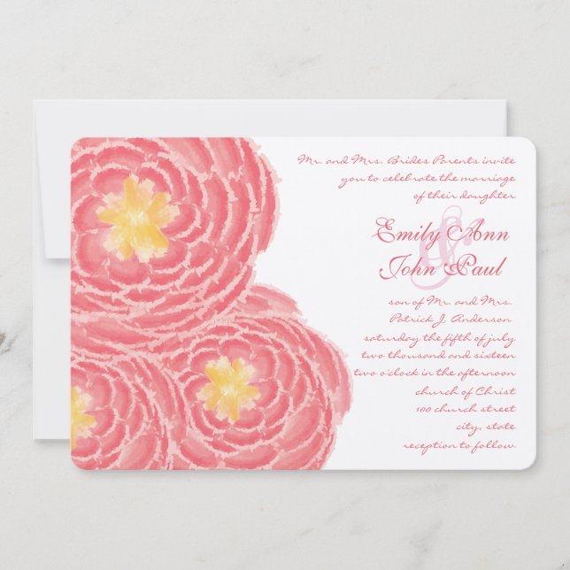 Peach and Yellow Bold Blooms Garden Wedding  Invitation (Front)