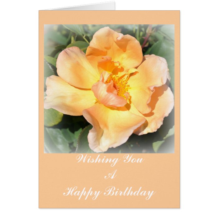 Peach and Yellow Rose Birthday Card