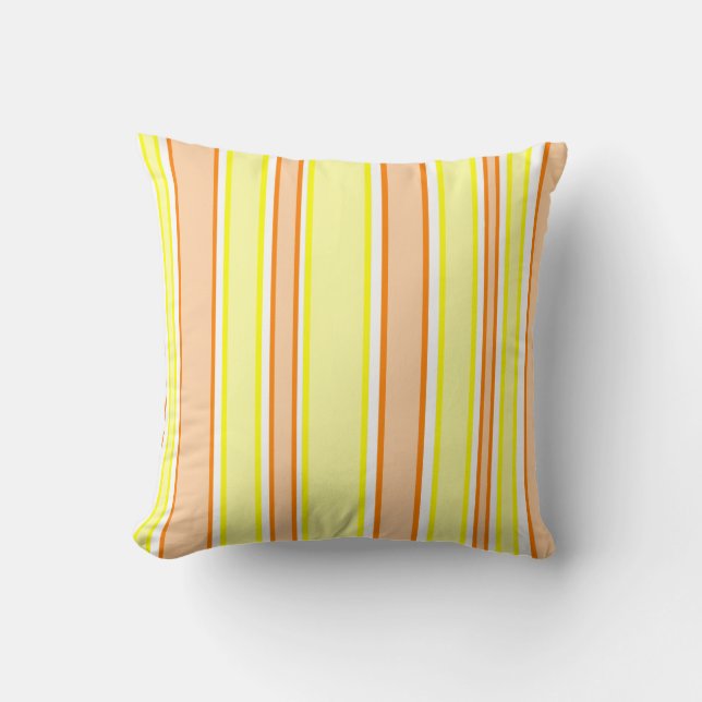 Peach and Yellow Stripes Throw Pillow (Front)