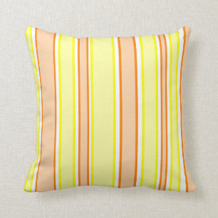Peach and Yellow Stripes Throw Pillow