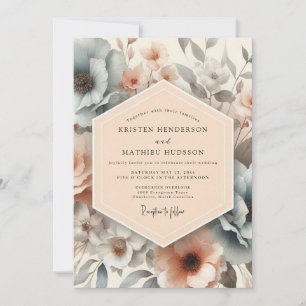Peach Angelic Spring Wedding Invitation