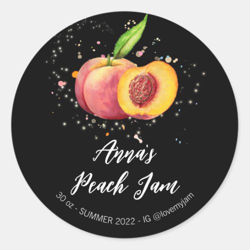  Peach AP30 Homemade Jam Jelly Preserves Classic Round Sticker