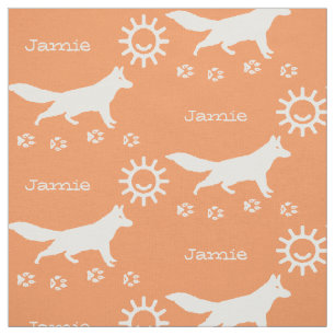 Peach Apricot Kids Sunshine Fox Track Personalized Fabric