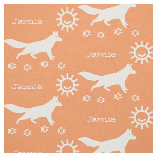 Peach Apricot Kids Sunshine Fox Track Personalized Fabric