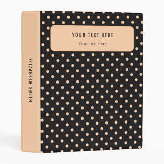 Peach Apricot Polka Dots on a Black Background Mini Binder
