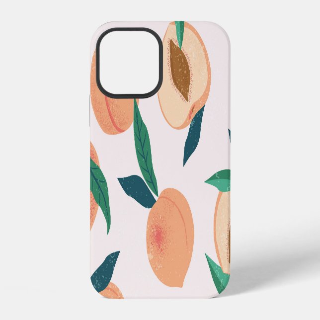Peach Apricot: Tropical Seamless Pattern. Iphone Case (Back)