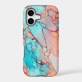 Peach Aqua Alcohol Ink Marble iPhone 17 Case