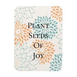 Peach Aqua Floral Blossoms Joy Poem Magnet