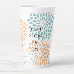 Peach Aqua Floral Flowers Seeds of Joy Dream Poem Latte Mug