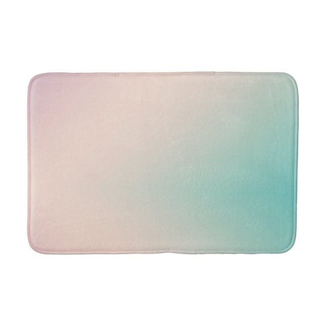 Peach Aqua Tie Dye Ombre Bath Mat (Front)