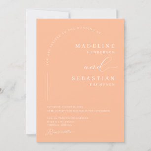Peach Arch Modern Minimal Wedding QR Code Photo Invitation