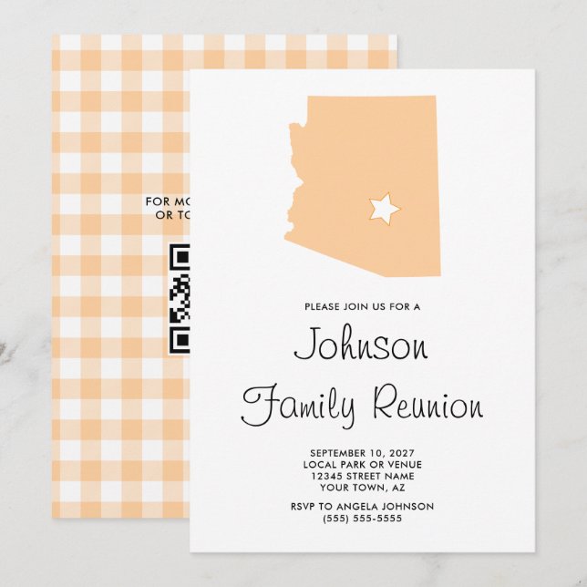 Peach Arizona Family Reunion Invitation (Front/Back)