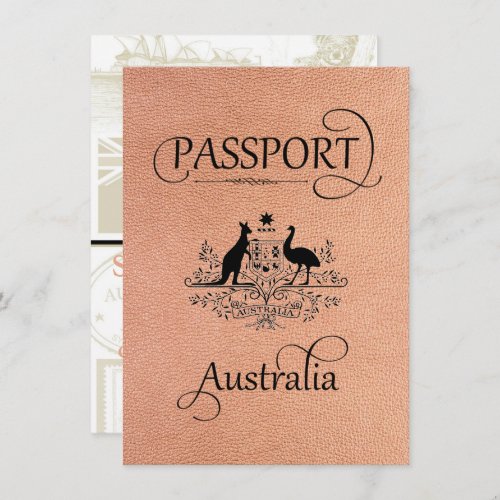 Peach Australia Passport Save the Date Card