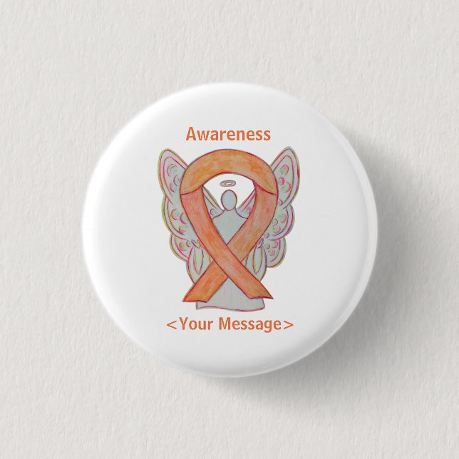 Peach Awareness Ribbon Angel Custom Pin (Front)