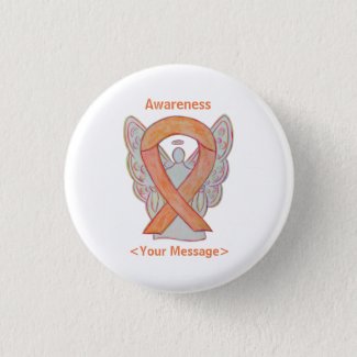 Peach Awareness Ribbon Angel Custom Pin