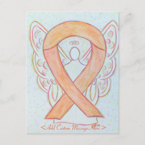 Peach Awareness Ribbon Angel Custom Postcard