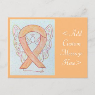 Peach Awareness Ribbon Angel Custom Postcard