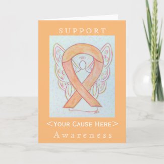 Peach Awareness Ribbon Angel Customized Card