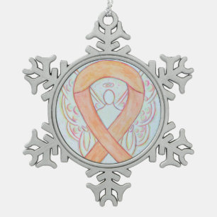 Peach Awareness Ribbon Angel Customized Ornament