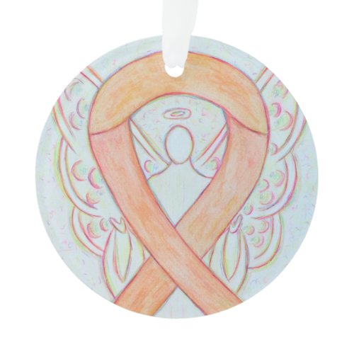 Peach Awareness Ribbon Angel Customized Ornaments