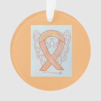 Peach Awareness Ribbon Angel Customized Ornaments