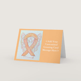 Peach Awareness Ribbon Angel Greeting Cards