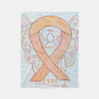 Peach Awareness Ribbon Angel Hope and Cure Blanket