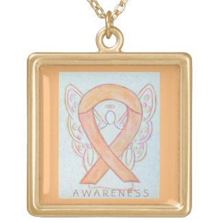 Peach Awareness Ribbon Angel Jewelry Necklace