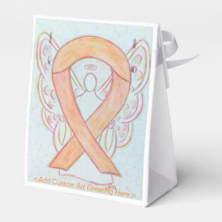 Peach Awareness Ribbon Angel Party Favor Boxes