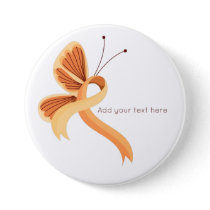 Peach Awareness Ribbon Butterfly Button