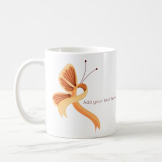 Peach Awareness Ribbon Butterfly Coffee Mug