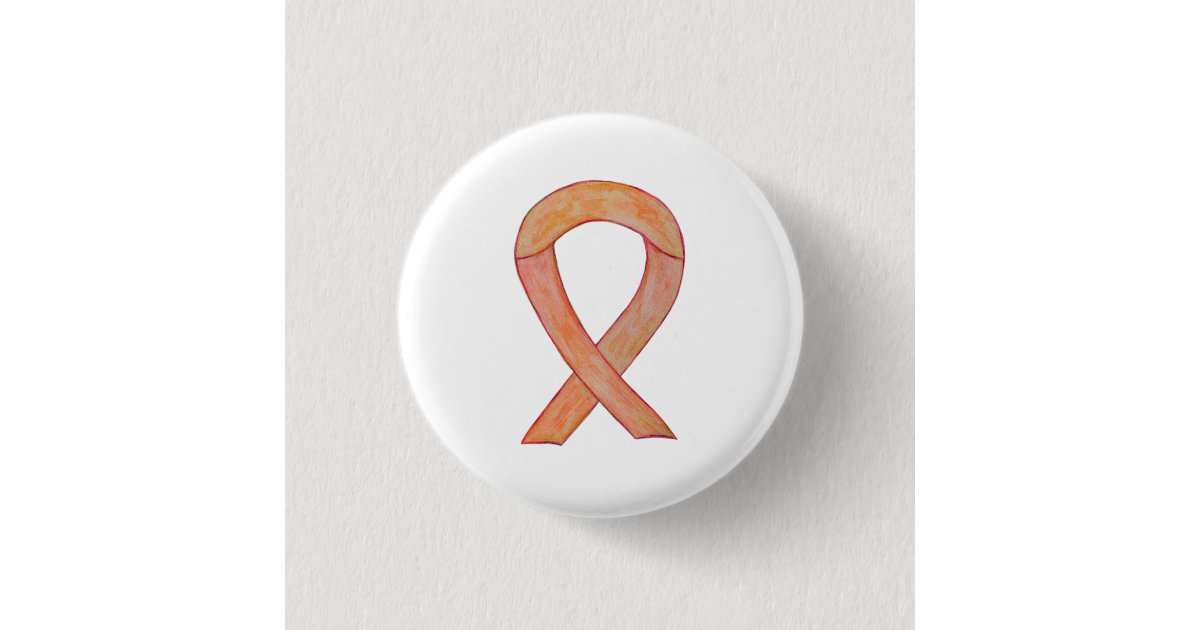 Peach Awareness Ribbon Custom Art Pin Button | Zazzle