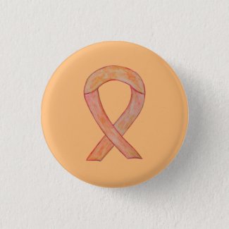 Peach Awareness Ribbon Custom Art Pin Button
