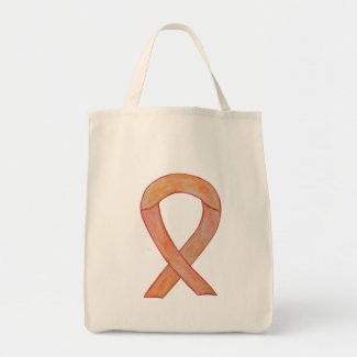 Peach Awareness Ribbon Custom Art Tote Bag