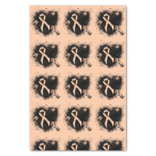 Peach Awareness Ribbon Grunge Heart Tissue Paper